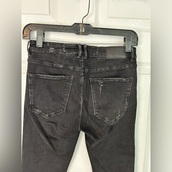 Zara black washed denim Trafaluc denimwear raw hem size 4 - Picture 6 of 13